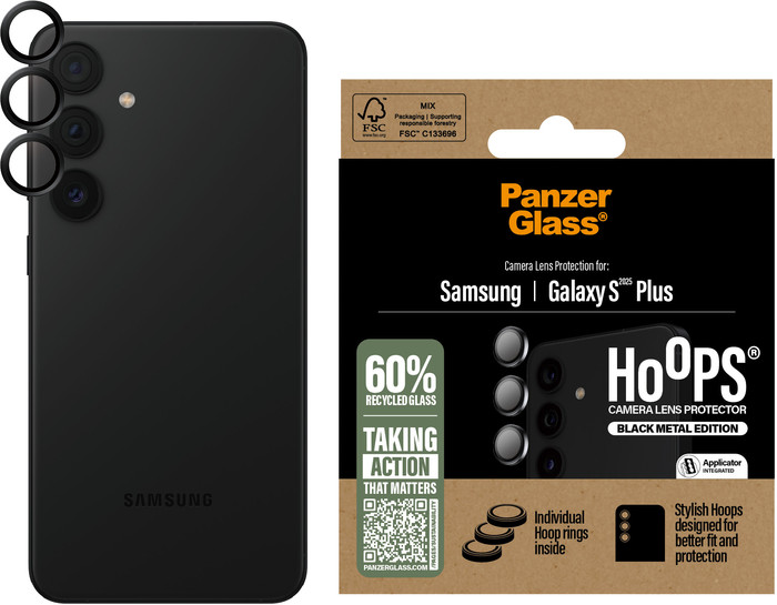 PanzerGlass Hoops Samsung Galaxy S25 Plus Camera Lens Protector Glas verpakking