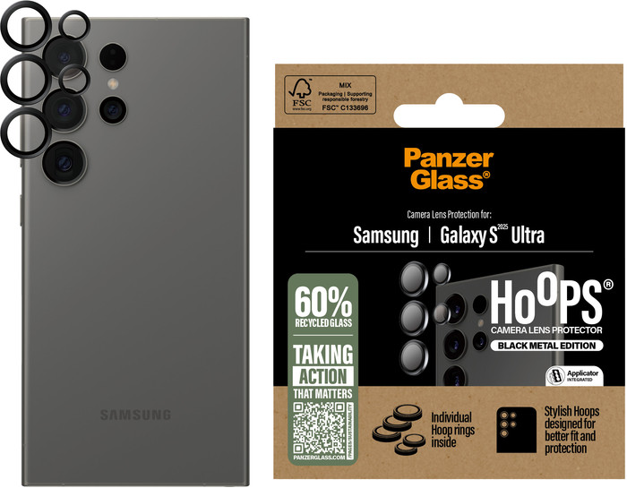 PanzerGlass Hoops Samsung Galaxy S25 Ultra Camera Lens Protector Glas verpakking