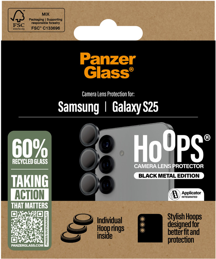 PanzerGlass Hoops Samsung Galaxy S25 Ultra Camera Lens Protector Glas verpakking