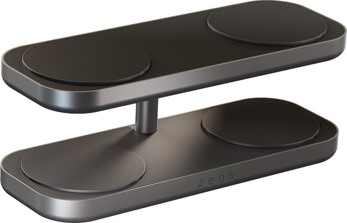 ZENS 4-in-1 Kabelloses Ladegerät 15 W mit Ständer und MagSafe Magnet Schwarz vorne
