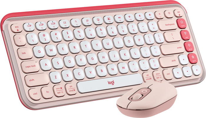 Logitech Pop Icon Combo Keyboard and Mouse Set Pink Main Image