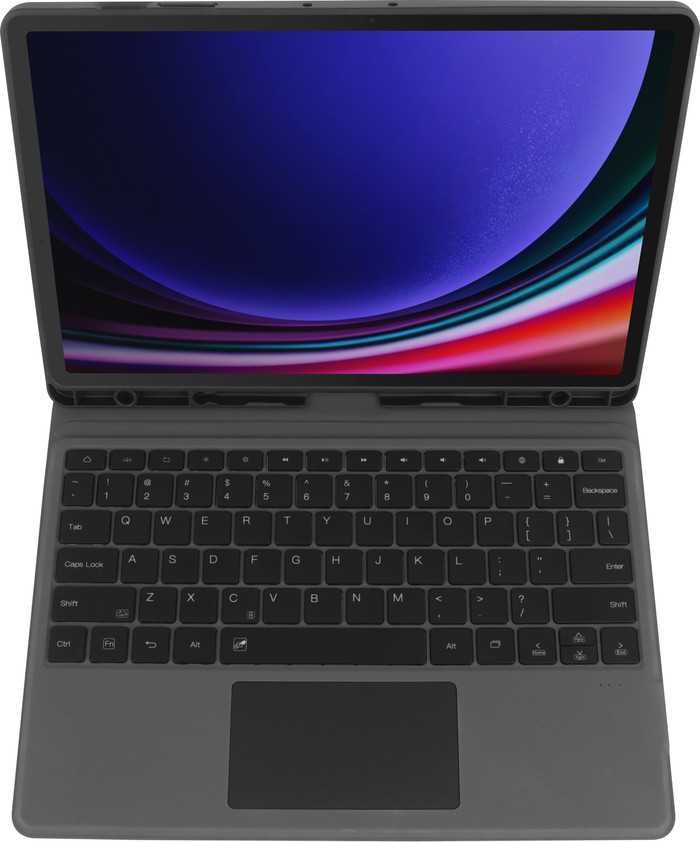 Samsung Galaxy Tab S9 FE Plus 128GB Wifi Grijs + Toetsenbord Hoes QWERTY bovenkant