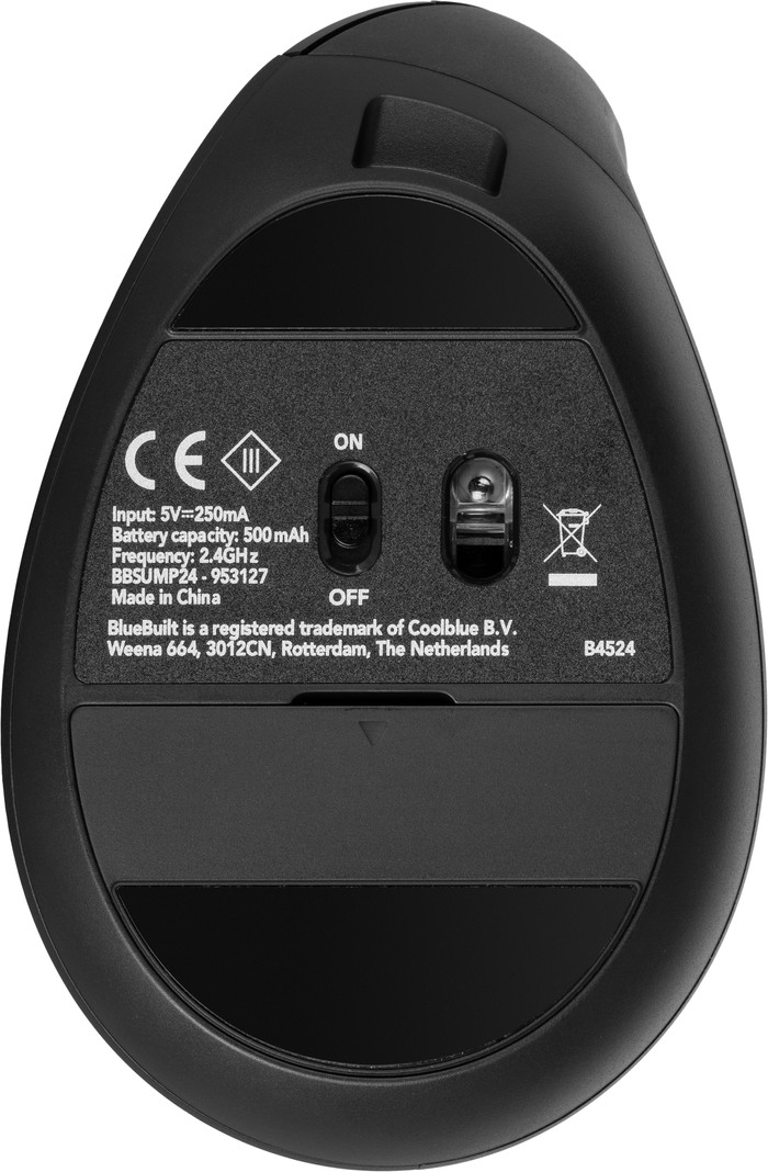 BlueBuilt Summus Pro Verticale Ergonomische Bluetooth Muis onderkant