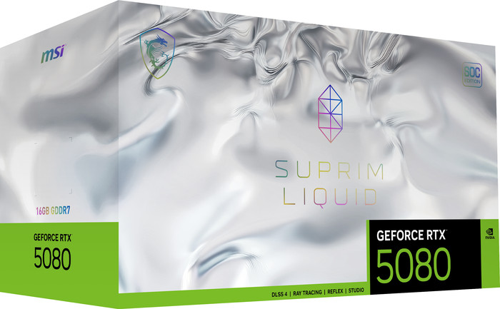 MSI GeForce RTX 5080 SUPRIM LIQUID SOC 16GB verpakking