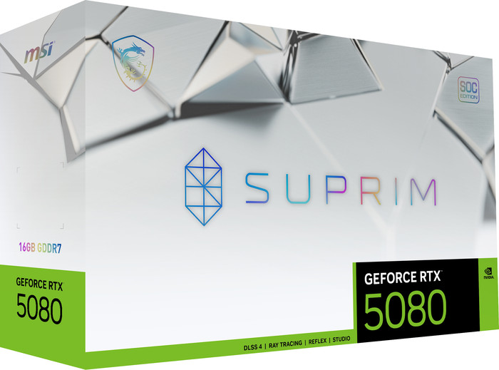 MSI GeForce RTX 5080 SUPRIM SOC 16GB verpakking