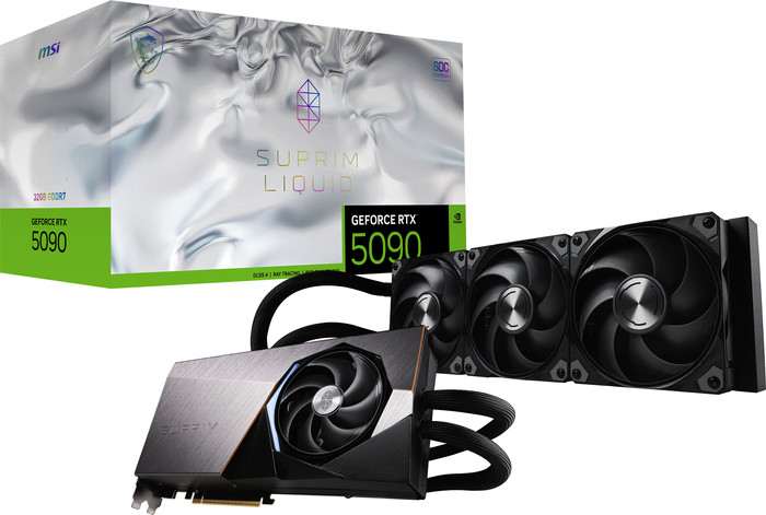 MSI GeForce RTX 5090 SUPRIM LIQUID SOC 32GB verpakking