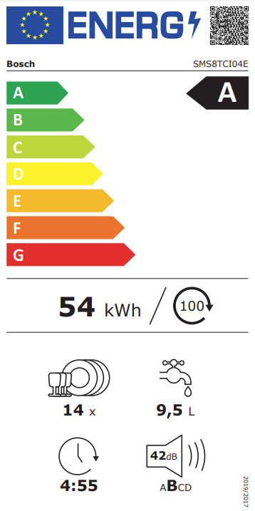 Bosch SMS8TCI04E energielabel