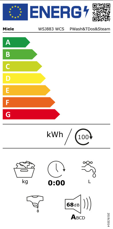 Miele WSJ 883 WCS + Miele TSH 783 WP energy label