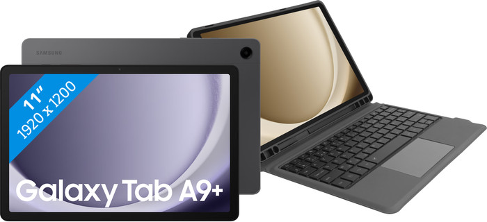 Samsung Galaxy Tab A9 Plus 11 Pouces 128 Go Wifi 5G Gris + BlueBuilt Étui Clavier AZERTY Main Image