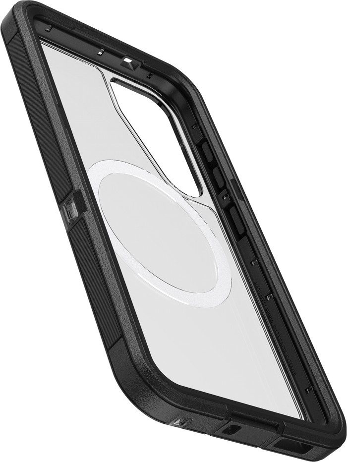OtterBox Defender Samsung Galaxy S25 Back Cover with Magnet Transparent with Black Belt left side