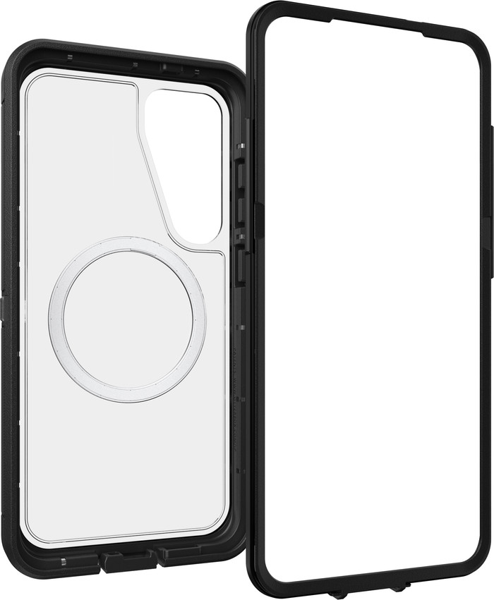 Otterbox Defender Samsung Galaxy S25 Plus Back Cover met Magneet Transparant Zwarte Rand voorkant