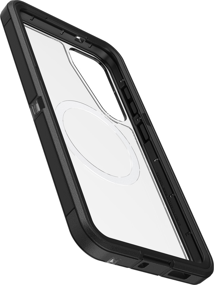 Otterbox Defender Samsung Galaxy S25 Plus Back Cover met Magneet Transparant Zwarte Rand linkerkant