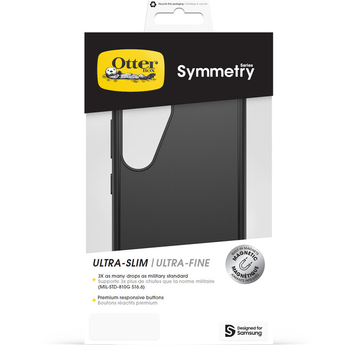 OtterBox Symmetry Samsung Galaxy S25 Back Cover with Magnet Black packaging