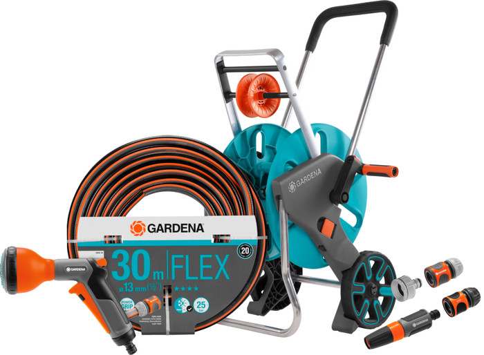 GARDENA Comfort FLEX 1/2 30m CleverRoll M Easy Classic Spray Nozzle Pack Main Image