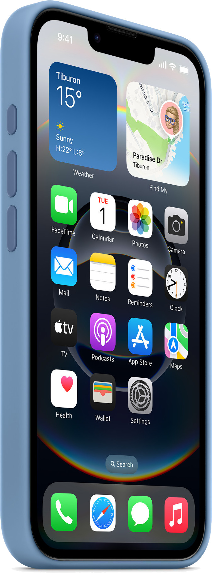 Apple iPhone 16e Back Cover Winterblauw achterkant