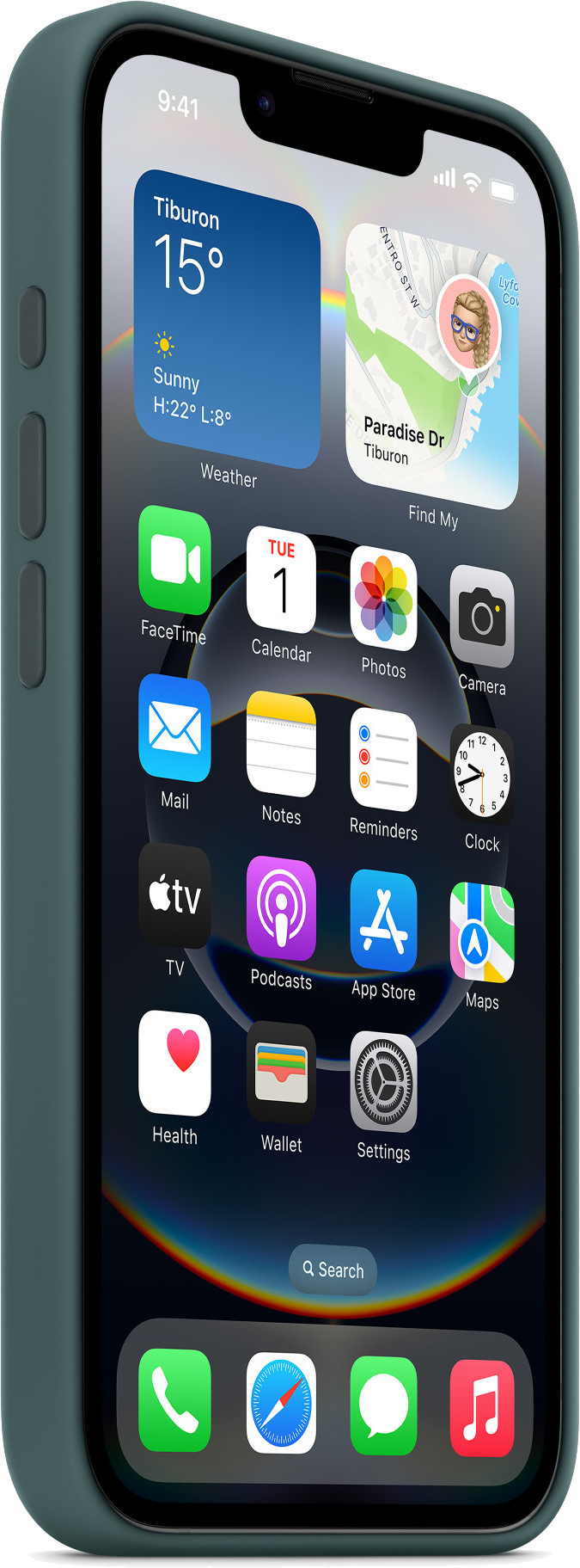 Apple iPhone 16e Back Cover Blauwgroen achterkant