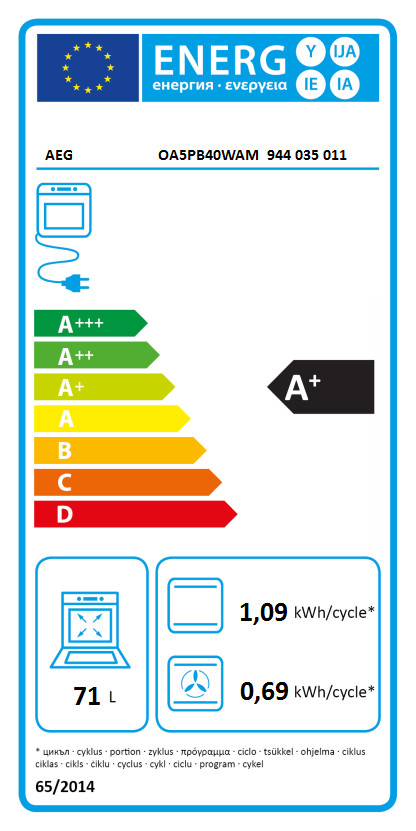 AEG OA5PB40WAM SteamBake energielabel