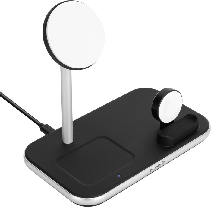 BlueBuilt 3-in-1 Draadloze Oplader met Qi2 15W Zwart linkerkant