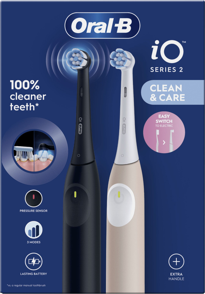 Oral-B iO 2 Schwarz und Rosa Doppelpack verpackung
