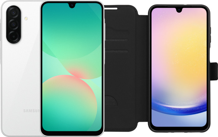 Samsung Galaxy A26 128GB Wit 5G + BlueBuilt Book Case Zwart Main Image
