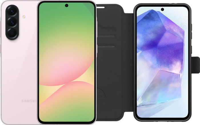 Samsung Galaxy A56 256GB Roze 5G + BlueBuilt Book Case Zwart Main Image