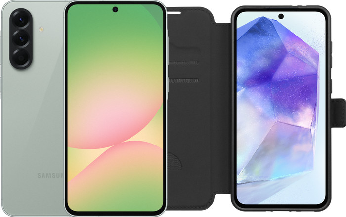 Samsung Galaxy A56 256GB Groen 5G + BlueBuilt Book Case Zwart Main Image