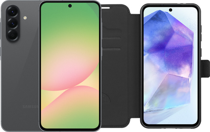 Samsung Galaxy A56 256GB Zwart 5G + BlueBuilt Book Case Zwart Main Image