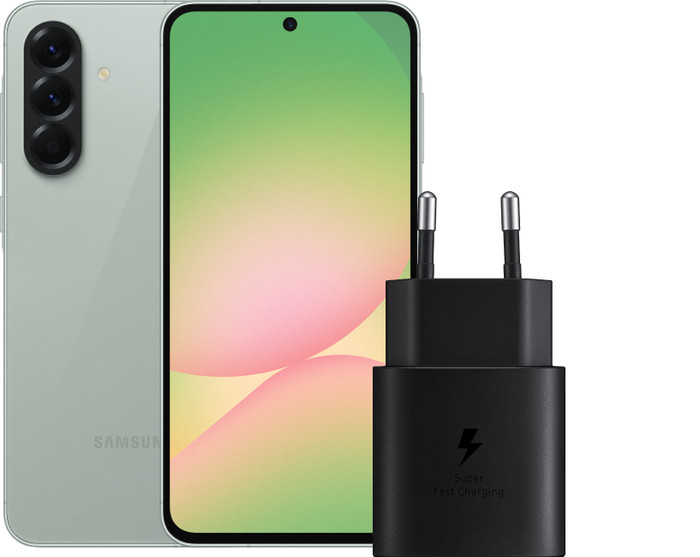 Samsung Galaxy A56 256GB Groen 5G + Samsung Oplader 25 Watt Zwart Main Image