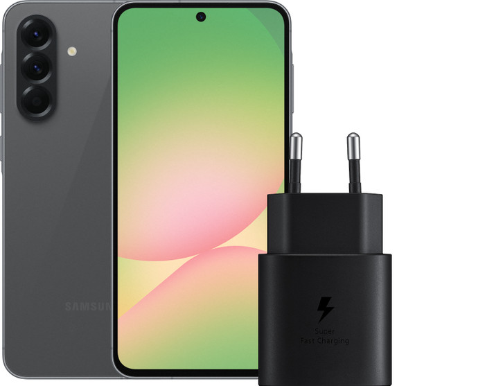 Samsung Galaxy A56 256GB Zwart 5G + Samsung Oplader 25 Watt Zwart Main Image