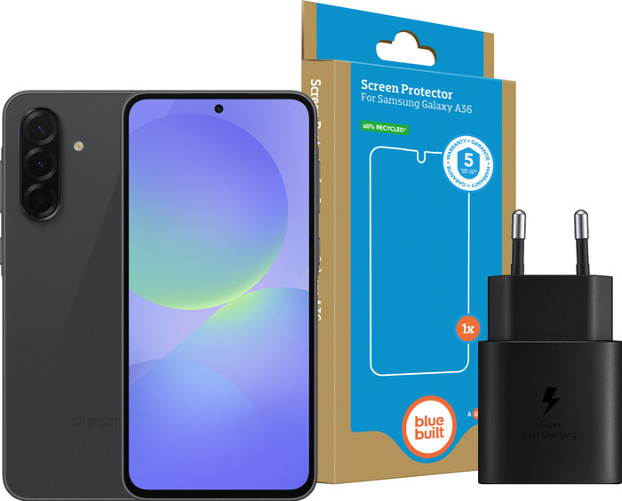 Samsung Galaxy A36 256GB Zwart 5G + Basis Accessoirepakket Main Image