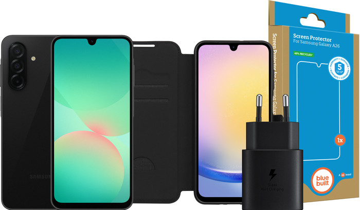 Samsung Galaxy A26 128GB Zwart 5G + Compleet Accessoirepakket Main Image