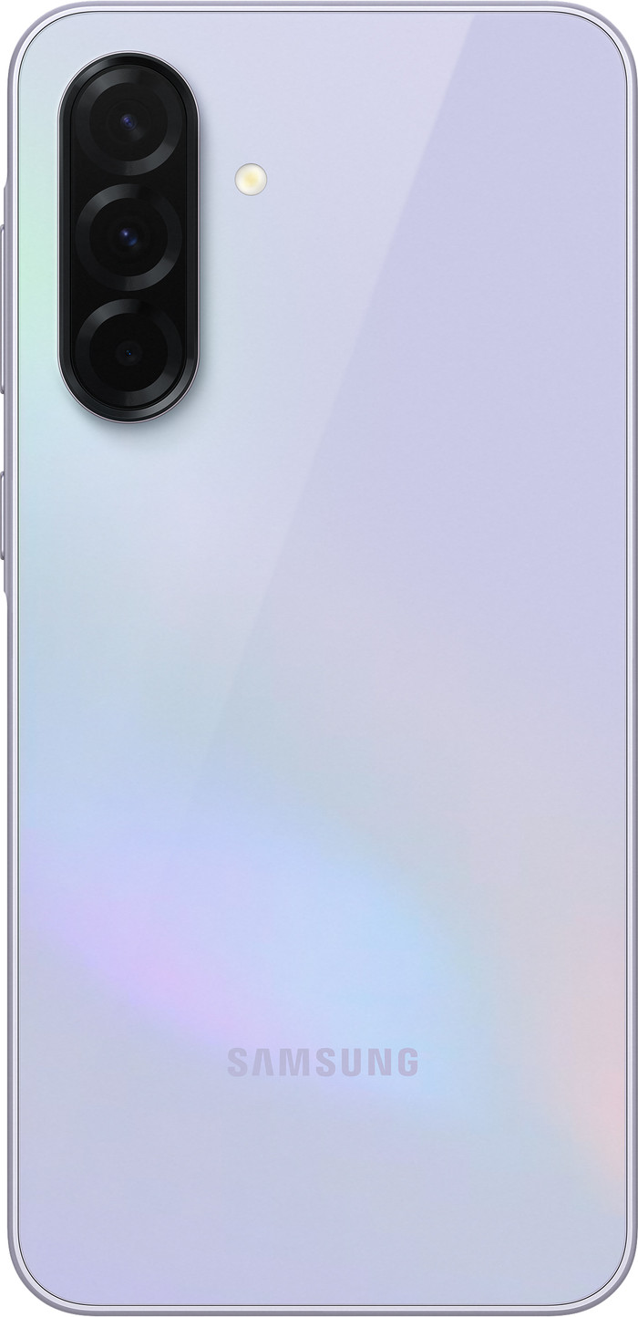 Samsung Galaxy A36 256GB Paars 5G + Samsung Oplader 25 Watt Zwart achterkant