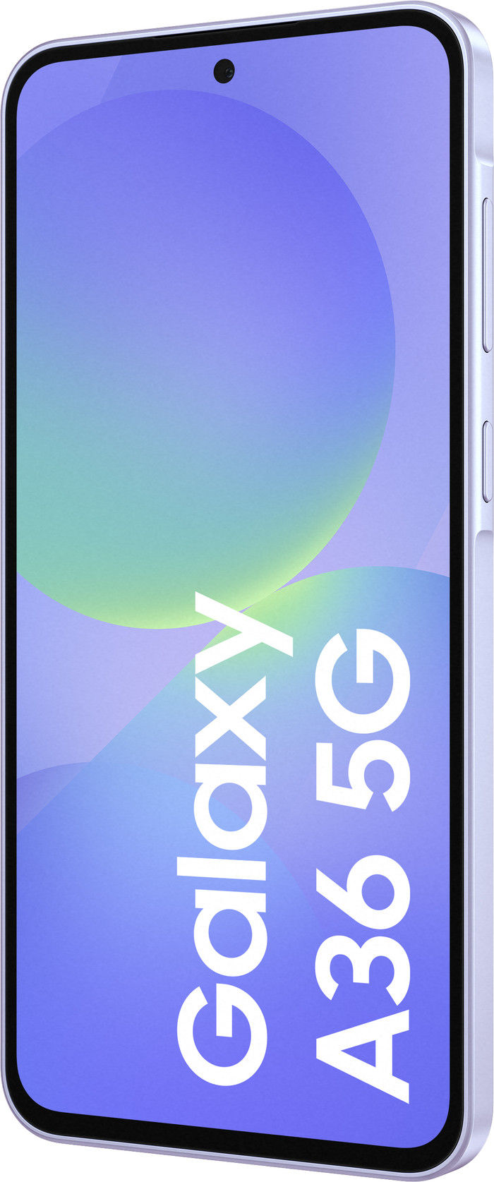 Samsung Galaxy A36 256GB Paars 5G + Samsung Oplader 25 Watt Zwart voorkant