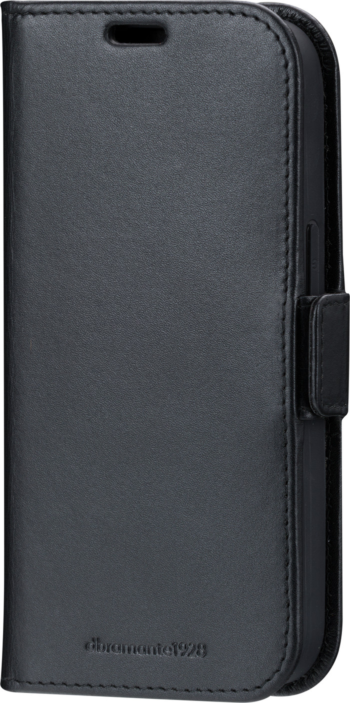 DBramante1928 Copenhagen Slim iPhone 16e Book Case Leer Zwart linkerkant