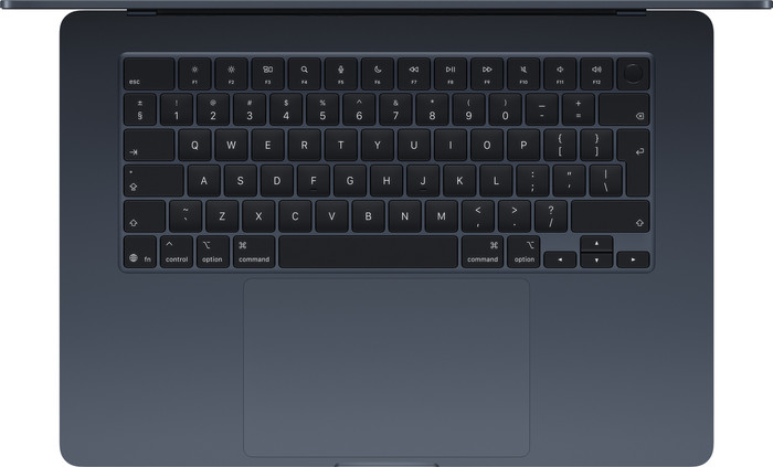 Apple MacBook Air 15 inch (2025) M4 (10 CPU/10 GPU) 16GB/512GB Middernacht QWERTY bovenkant