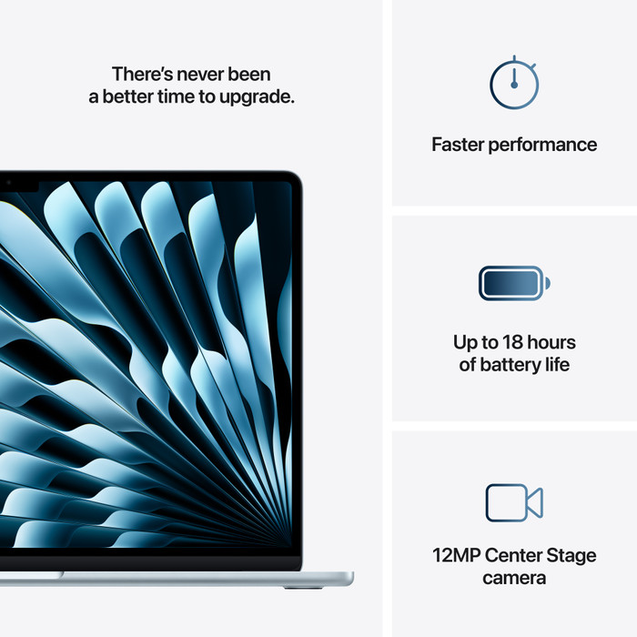 Apple MacBook Air 15 inch (2025) M4 (10 CPU/10 GPU) 16GB/256GB Hemelsblauw AZERTY visual leverancier