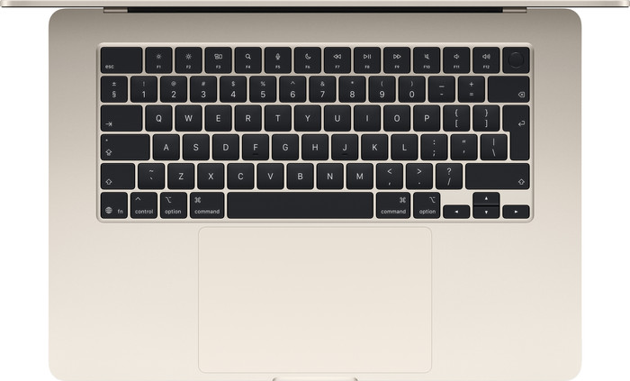 Apple MacBook Air 15 inch (2025) M4 (10 core CPU/10 core GPU) 16GB/512GB Sterrenlicht QWERTY bovenkant