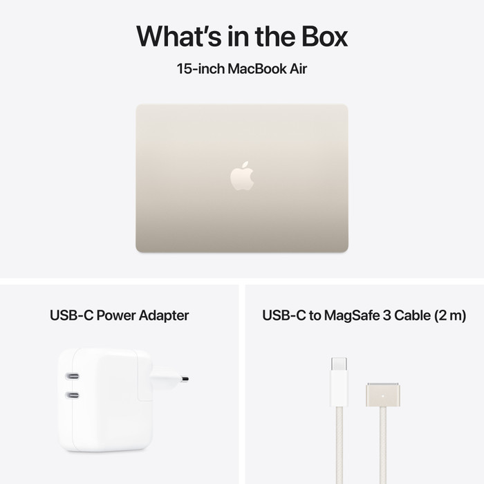 Apple MacBook Air 15 inch (2025) M4 (10 core CPU/10 core GPU) 16GB/512GB Sterrenlicht QWERTY accessoire