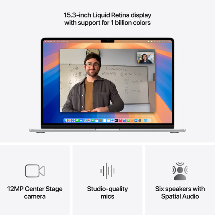 Apple MacBook Air 15 inch (2025) M4 (10 core CPU/10 core GPU) 16GB/512GB Zilver QWERTY visual leverancier