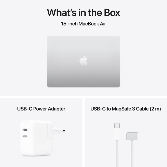 Apple MacBook Air 15 inch (2025) M4 (10 core CPU/10 core GPU) 16GB/512GB Zilver QWERTY accessoire