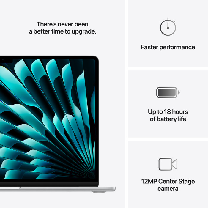 Apple MacBook Air 15 inch (2025) M4 (10 core CPU/10 core GPU) 16GB/512GB Zilver QWERTY visual leverancier