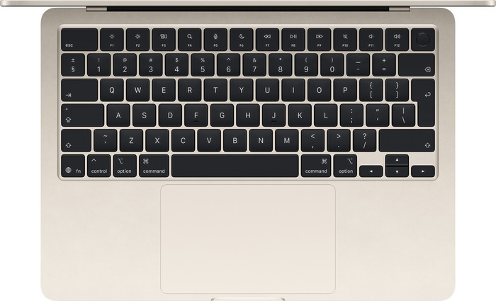Apple MacBook Air 13 inch (2025) M4 (10 CPU/8 GPU) 16GB/256GB Sterrenlicht QWERTY bovenkant