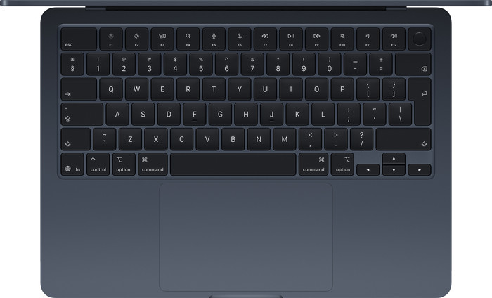Apple MacBook Air 13 inch (2025) M4 (10 CPU/8 GPU) 16GB/256GB Middernacht QWERTY bovenkant