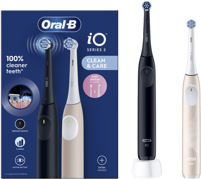 Oral-B iO 2 Schwarz und Rosa Doppelpack verpackung
