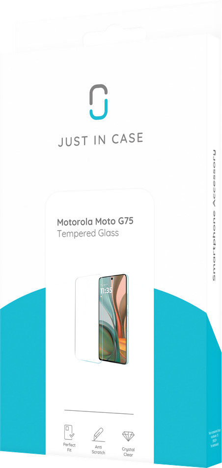 Just In Case Tempered Glass Motorola Moto G75 Screenprotector verpakking