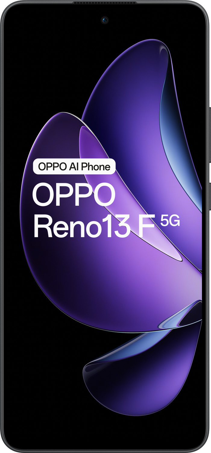 OPPO Reno 13 F 256GB Zwart 5G + OPPO SuperVOOC Oplader 45W voorkant