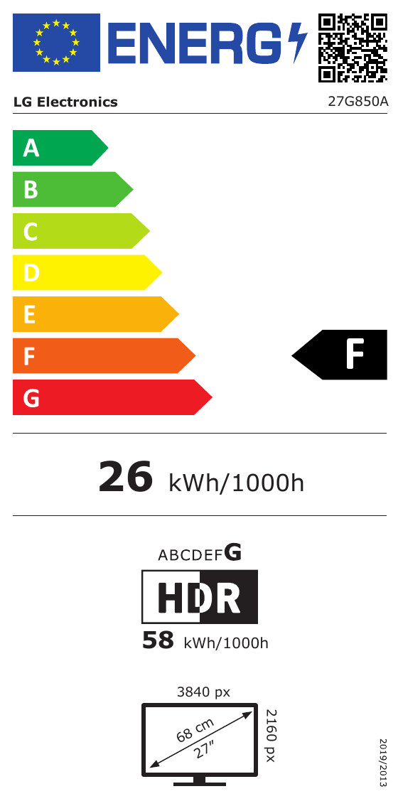 LG UltraGear 27G850A-B energielabel