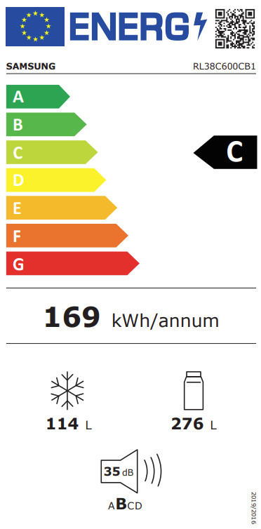 Samsung RL38C600CB1/EG energielabel