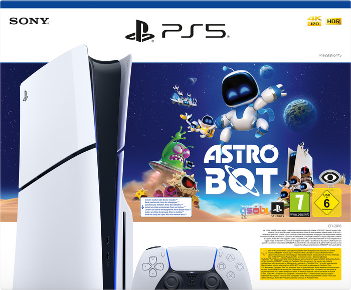 PlayStation 5 Slim Disc Edition + Astro Bot emballage