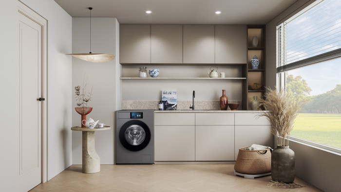 Samsung WF90F09C4S QuickDrive AI Home product in gebruik